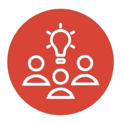 People sharing an idea under a light bulb